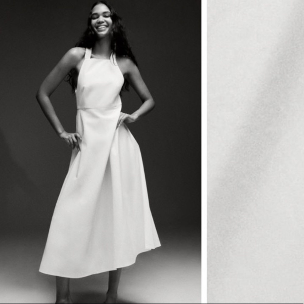 XS BNWT Zara linen blend midi dress oyster white